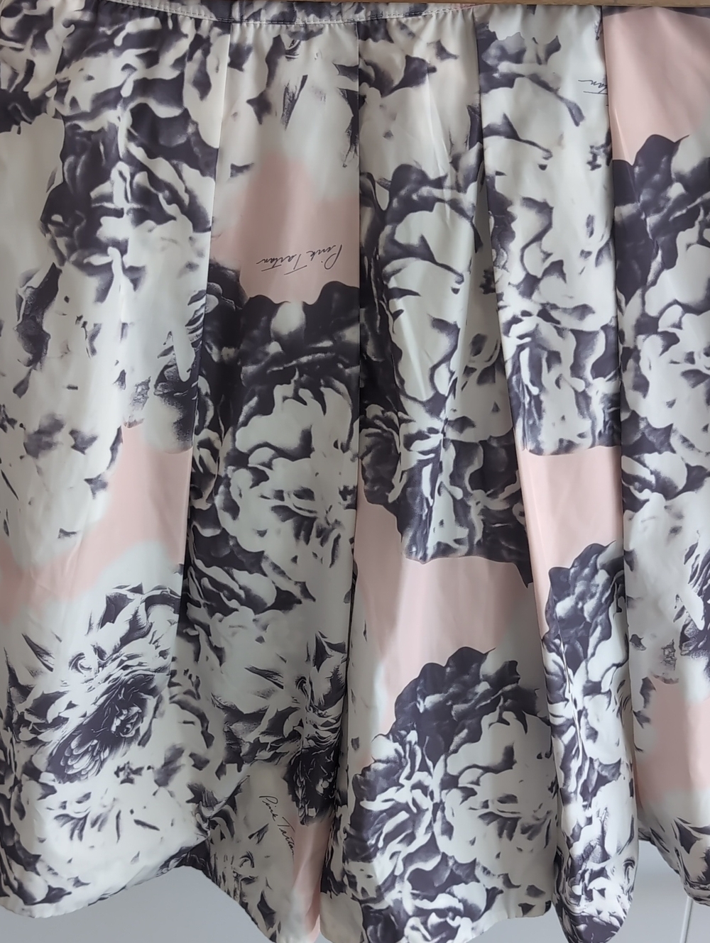 Pink Tartan Floral A-Line Midi Skirt Size 8